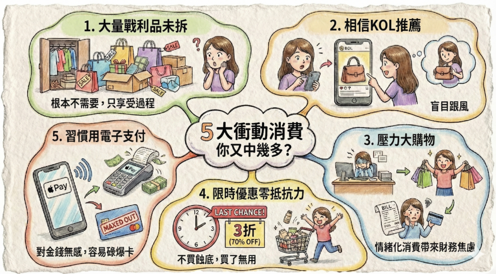 你是否月光族的高危人士？5大衝動消費你又中幾多？